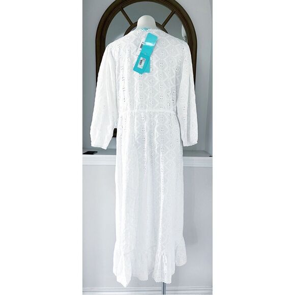 Melissa Odabash Avery Cotton Kaftan Swim Cover-Up in White, NWT, Size M - Picture 5 of 7